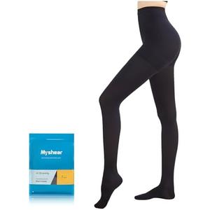 Myshear Medical Compression Pantyhose for Women Men, 20-30 mmHg Graduated Compression Tights, Closed Toe Compression Stockings, Support Hose, High Waist Compression Leggings for Varicose Veins, Edema, Medium
