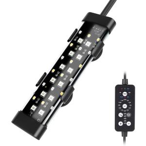 Hygger Submersible LED Aquarium Light, 8W 7 in 24/7 Mode Fish Tank Light with 5 Rows Beads, with Timer 9 Colors and Adjustable Brightness, Full Spectrum IP68 Waterproof Light for Fish Tank 8-17 inch