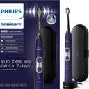 Philips Sonicare ProtectiveClean 6100 Rechargeable Electric Toothbrush, with Pressure Sensor, 3 Cleaning Modes, SmarTimer and QuadPacer, 14-Day Battery Life, Travel Case, Deep Purple, Model HX6471/03