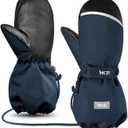 MCTi Kids Mittens Waterproof Winter Ski Warm Sherpa Lined Long Cuff with String Size S