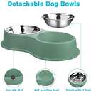 Dog Bowls Double Dog Water and Food Bowls Stainless Steel Bowls with Non-Slip Resin Station, Pet Feeder Bowls for Puppy Medium Dogs Cats (6.Green)