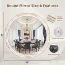 HOITUZYUS Farmhouse Round Wood Mirror 30 Inch, Rustic Boho Circle Decorative Mirrors for Bathroom, Living Room, Entryway, Bedroom, Hallway