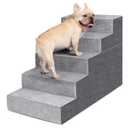 Heeyoo Dog Stairs for Small Dogs,5Step Dog Steps for High Bed and Couch, HighDensity Foam Pet Steps with Supporting Board, NonSlip Removable Washable Cover, Grey