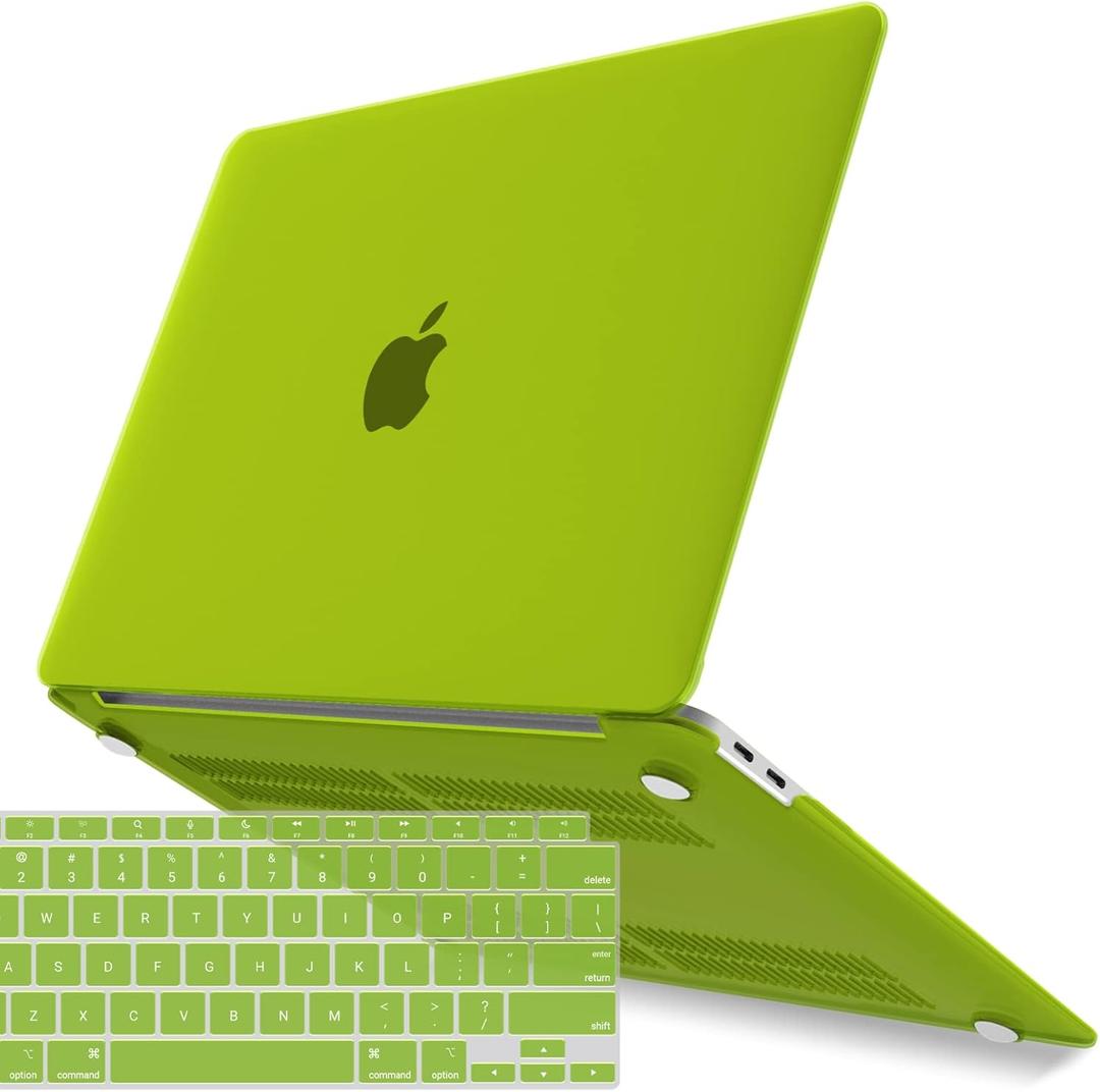 IBENZER Compatible with New MacBook Air 13 inch Case 2022 2021 2020 M1 A2337 A2179 A1932, Plastic Hard Shell Case with Keyboard Cover for Mac Retina Display with Touch ID, Avocado Green, MAT13-AVGN+1