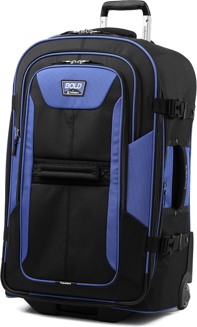 Travelpro Unisex-Adult Bold Softside Expandable Rollaboard Upright Luggage, Blue/Black, Checked-Large 28-Inch