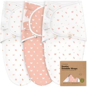 3-Pack Organic Baby Swaddle Sleep Sacks - Swaddles for Newborns, Infant 0-3 Months, Baby Girls, Boys, Soft & Snug Newborn Sleep Sack, Nursery Swaddling Blankets (Butterflies) (One Size)