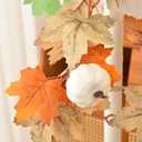 SUQ I OME Fall Maple Leaf with Pumpkin Garlands forHalloween Thanksgiving Day Party Art Decor (6 feet-1 pack)