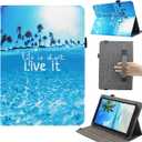 Universal 10 10.1 11 Inch Android Tablet Case, Dluggs Multi-Angle Viewing Stand Case Cover with Hand Strap for 9.5-11 Inch Tablet, Beach