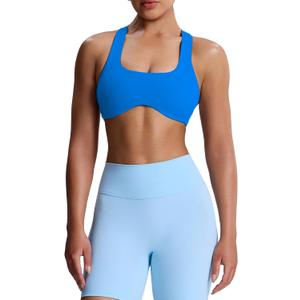 Aoxjox Women's Workout Sports Bras Fitness Define Sculpt Racerback Bra Yoga Crop Tank (Medium, Directoire Blue)
