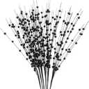 Felice Arts 6 Pack Black Artificial Glitter Berry Stems 15.7" Fake Decorative Glitter Sticks for Thanksgiving Table Runner Xmas Tree Vase DIY Wreath Crafts Fireplace Decor
