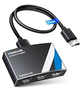 NEWCARE HDMI Splitter 1 in 3 Out, 4K@60Hz HDMI 2.0 Splitter w/ 4ft HDMI Cable, Auto Downscaler, Mirror Display to 3 Monitors(Not for Extended Display), Support Dobly Vision& Atmos, HDCP 2.2, 18.5Gbps