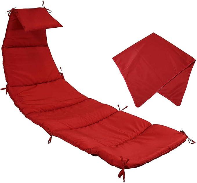 Outdoor Cushion Hammock Chair - Replacement Cushion and Accessories for Hanging Chairs, Chaise Lounges, and Outdoor Lounge Chairs with Fabric and Umbrella Options Red [88.5"L x 27"W]