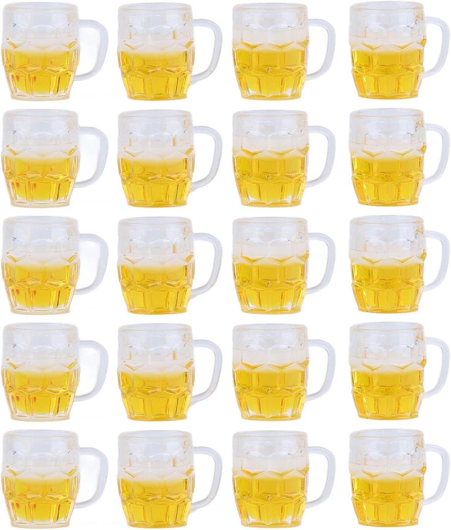 20 Pcs Mini Beer Cups Model Simulation Beer Mugs with Excellent Workmanship and Sturdy Resin Material for Mini DIY Crafts Accessories Miniature Beer Mugs