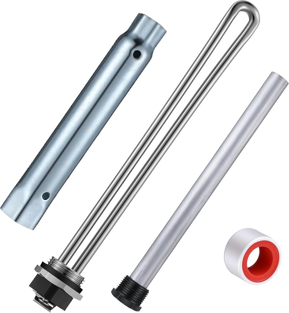 Saillong 4 Pieces RV Water Heater Elements Include 1 Anode Rod 1 Electric Heater Element 1 Dual Hex Wrench and 1 Tape Replacement Kit Compatible with Suburban RV Parts