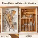 Liviys Cutlery Drawer Organizer for Kitchen Utensils, 13-20 Inches Expandable Bamboo Utensil Tray, Large Wooden Silverware Organizer Insert for Kitchen Drawers