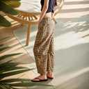 Leopard Pants Women Barrel Baggy Jeans Y2k Boyfriend Cheetah Print Jean Mid Rise Wide Leg Denim Ankle Pants Black Khaki XXL (XXL)