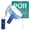 PUR Plus 11-Cup Water Pitcher, 1 Lead-Reducing Filter, Cleaner, Great-tasting Water, Dishwasher Safe, Powerful Filtration, Filter Change Light Indicator, LockFit Cap Design - White