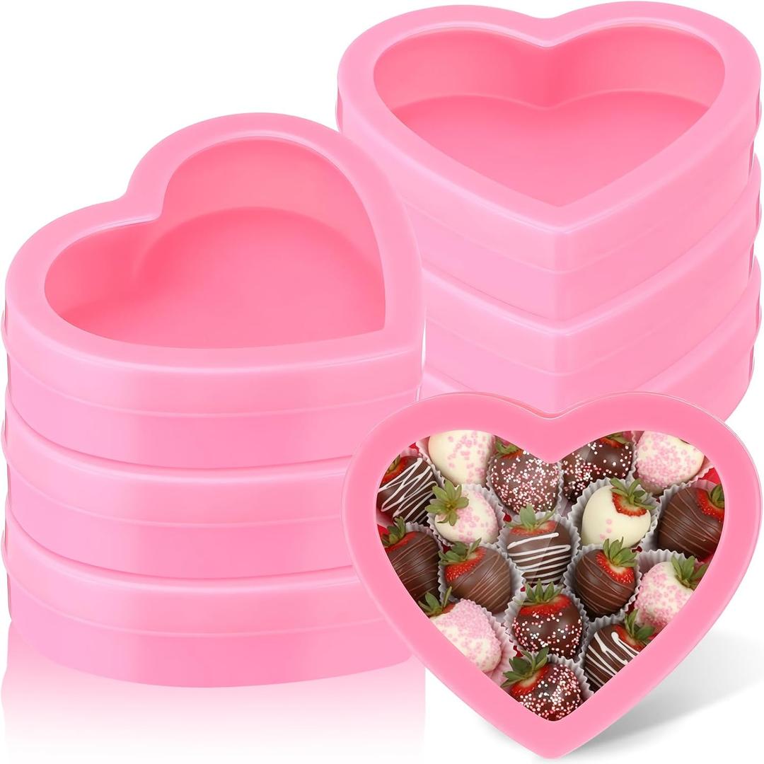 Wesiti 6 Pcs Small Heart Shaped Boxes with Window Valentine's Day Gift Boxes Plastic Storage Container for DIY Projects Presents Candy Jewelry Mother's Day Gifts(Pink)