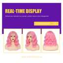 GUOJIAN Pink Bob Wig 14 Inch Short Wavy Curly Shoulder Length Wig for Women Middle Part Natural Looking Heat Resistant Synthetic Wigs for Daily Party Use
