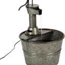 Deco 79 Metal Fountain with Pump Style Faucet, 15" x 17" x 18", Gray