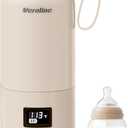 Portable Bottle Warmer for Travel, 10 Oz Baby Bottle Warmer with Adjustable Temperature & Keep Warm for Formula, Breastmilk, Cordless Milk Warmer, Rechargeable Water Warmer for Outdoor (Beige)