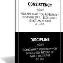Consistency Discipline Motivational Canvas Wall Art 24x36 Inch, Black White Inspirational Positive Saying Quote Poster Print for Living Room Classroom Office Decor, Framed Ready To Hang