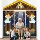 4 Pcs 98 Inch Nativity Christmas Door Decoration Holy Night Religious Door Cover Christian Porch Banner Decor for Classroom Winter Holiday Photography Home Party Decor