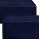 HolidayIdeas Fitted Navy Table Covers - 96 x 30 Inch - 2 Pack Rectangle Tablecloths for 8 Foot Tables, Polyester Fabric Tablecloth for Parties, Holiday Dinner, Wedding, Trade Show