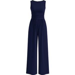 PRETTYGARDEN One Piece Jumpsuits for Women Dressy Casual Sleeveless Crewneck Wide Leg Rompers Jumpers Vacation Summer Outfits, L