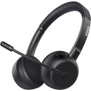 RORSOU K3 Bluetooth Headset with Noise-Canceling Microphone, Lightweight Wireless On Ear Gaming Headphones, 40H Playtime, Compatible with iPad/Travel/PC/Home  Black