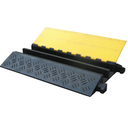 Kable Kontrol Atlas Heavy Duty Cable Protector Ramp - 2 Channel - 1 Pc - 35” Long Black & Yellow – 32000 Lbs Capacity - Rubber Speed Bump Wire Protector Cord Cover – CP9985