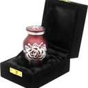 THE CURATOR Red Rose Urn for Ashes - Mini Ash Small Urn with Free Premium Velvet Box & Bag - Keepsake Urn Perfect for Adults & Infants - Cremation Urns for Ashes