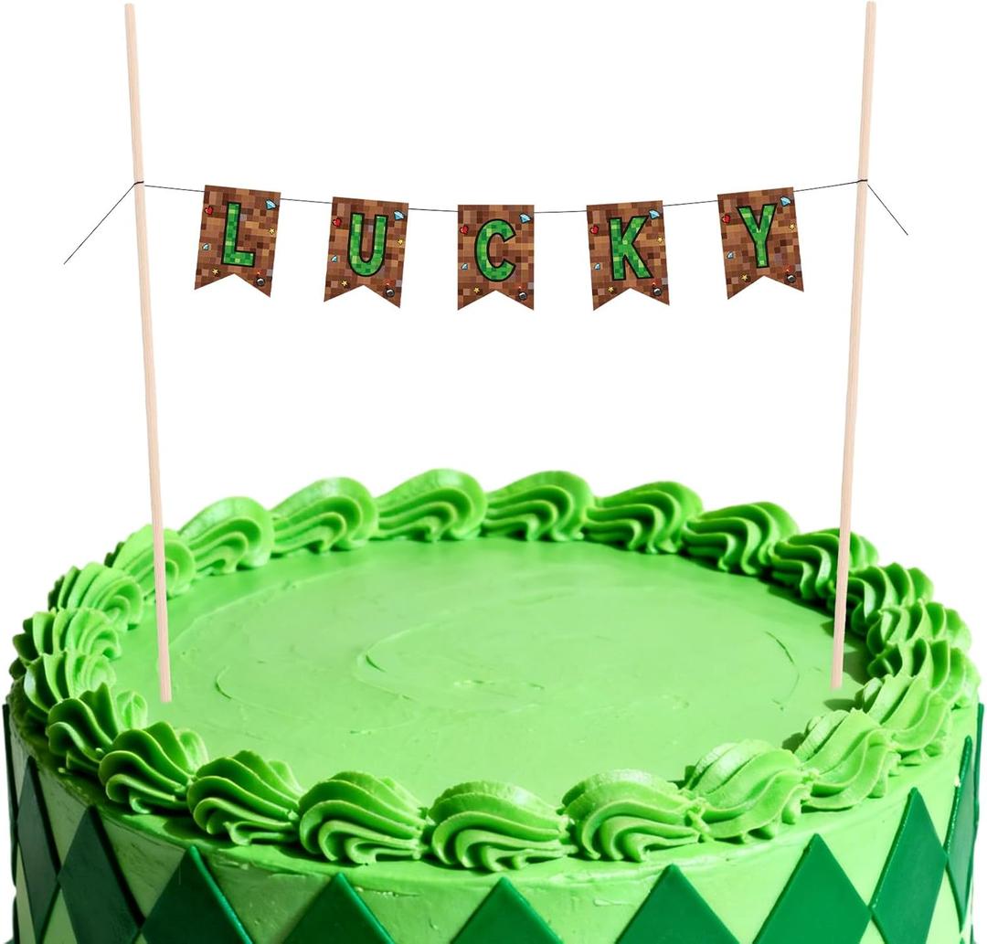 18pcs Pixel Cupcake Toppers Banner, Mini Funny Custom Name Banner Gamer Style Cake Decorations for Boys Kids Halloween Birthday Party Favors Supplies