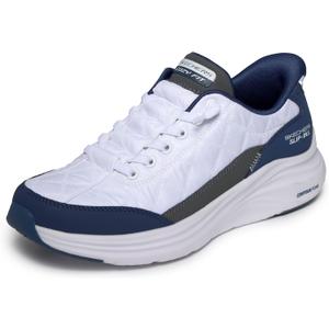 Skechers Women's Contour Foam Cozy Fit Hands Free Slip-ins Sneaker (10, White/Navy)