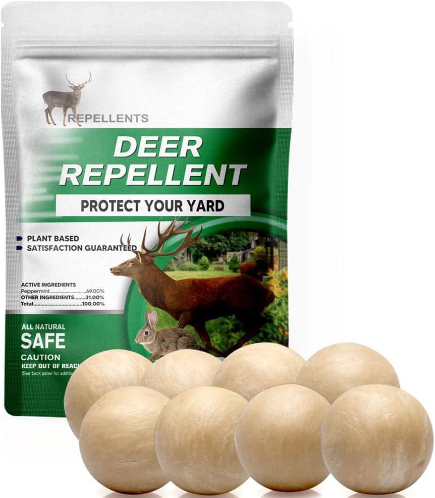 Deer Repellent for Plants, Rabbit Repellent Outdoor, Deer Deterrent for Yard, Bunny Repellent, Deer Away, Keep Rabbits Out of Your Garden, Safe for Family, Pets and Plants, 8 Packs