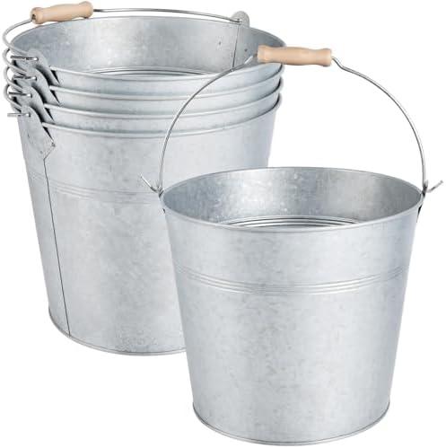 OBTANIM 8 Pack 8 Quart Galvanized Metal Buckets Champagne Drink Cooler Storage Ice Pails with Handle for Plants, Succulents, Party Favors Organizing Home Parties Bar Cooling Supplies