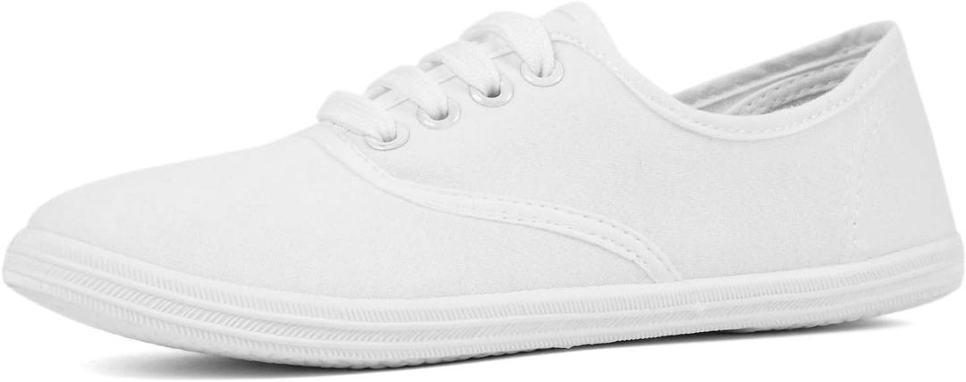 VenusCelia Women's Rainbow Lace Up Sneaker Shoes (White)