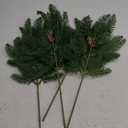 Watayo 4 Pcs Large Artificial Pine Needles Branches- 16" x 7" Christmas Fake Greenery Pine Picks with Pinecone- Faux Pine Leaves Sprigs for Christmas Garland Wreath & Home Garden Decoration