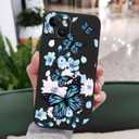 LEECG for iPhone 14 Plus Case Flower Creativity Pattern Design Soft Silicone Slim Shockproof Phone Cover for iPhone 14 Plus, 6.7 inch-Aurora Butterfly Black