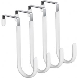 HOOSUN 4 Pack Over The Door Hooks,5 in Hooks for Hanging Heavy Duty Door Hanger,Towel Hanger Hook Holders,Over Door Hangers Hooks Door Hanger Hooks for Hanging Clothes,Towels,Hats,Coats,Bags (White)