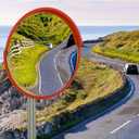 RELIANCER 32" Convex Security Mirror,Curved Safety Traffic Road Driveway Mirror,Adjustable Safety Corner Surveillance Mirrors,Outdoor Indoor Blind Spot Mirrors For Garage Parking Lot Shop Office