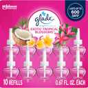 Glade PlugIns Refills Air Freshener, Scented and Essential Oils for Home and Bathroom, Exotic Tropical Blossoms, 6.7 Fl Oz, 10 Count