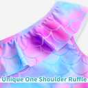 Snowheart Girls Swimwear Size 10-12 Years Old Blue Purple Scales One Piece One Shoulder Swimsuits for Kid