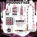 Pink Halloween Decorations 8PCS Tiered Tray Decor, Cute Girlie Tabletop Halloween Decor for Home Tray Shelf Fireplace Mantel Office Desk Table Centerpieces Farmhouse Rustic Spooky Wood Signs