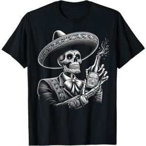 Vintage Skeleton Mexico Dia De Los Muertos Mexican T-Shirt, S