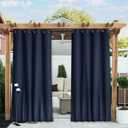 NICETOWN 2 Panels Outdoor Curtains Waterproof for Patio, Thermal Insulated Top & Bottom Grommet & Back Tab Light Blocking Outdoor Drapes, Windproof with Bouns Rope, W52 x L120, Navy Blue