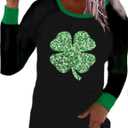 Roshop Easter Shirts Women Long Sleeve Cute Bunny T-Shirt Raglan Graphic Tees (Black, XXL)