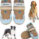 Dog Shoes Large Size Dogs, Dog Booties-Dog Boots & Paw Protectors, 4PCS Shoes for Dogs with Reflective Strip, Anti-Slip Sole for Hot Pavement, Rain, Snow Walking, Hiking. (Khaki, 5)
