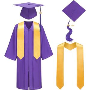 Matte Graduation Cap and Gown 2026 Set with Tassel Adult Unisex High School College Bachelor Robe Costume