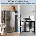 51" Extra Tall Cat Gate for Doorway/Hallway, 30-41" Wide，Pressure Mounted Pet & Dog Gates Walk Through, Cat Fence Indoor No Drilling，Auto Close,Black